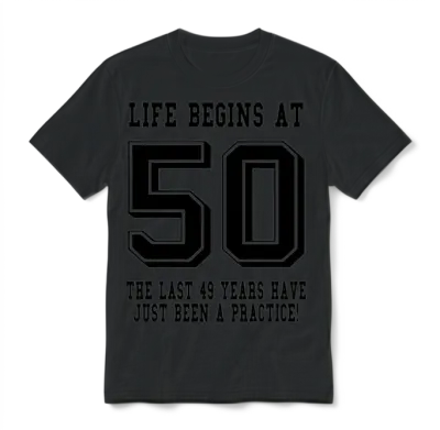 Life Begins at 50... 50th Birthday Unisex T-Shirt - Black