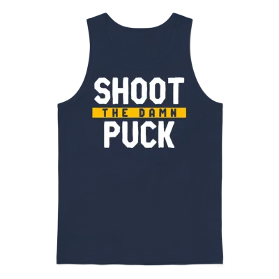 Shoot the Damn Puck Unisex Tank Top - Navy