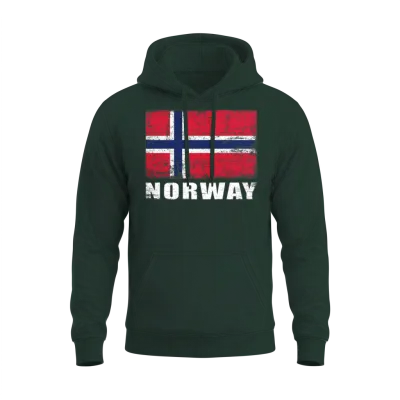 Norway Flag Grunge Country Flag Norway Unisex Hoodie - Forest