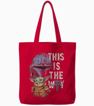 Star Wars the Mandalorian and Grogu This Is the Way Graphic Tote Bags - Red