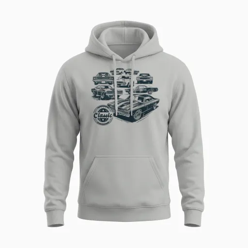 Classic Cars Collection Vintage Muscle Cars Unisex Hoodie - Ash