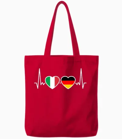 Italien Deutschland Herzschlag Flagge Deutsch Italiener Tote Bags - Red