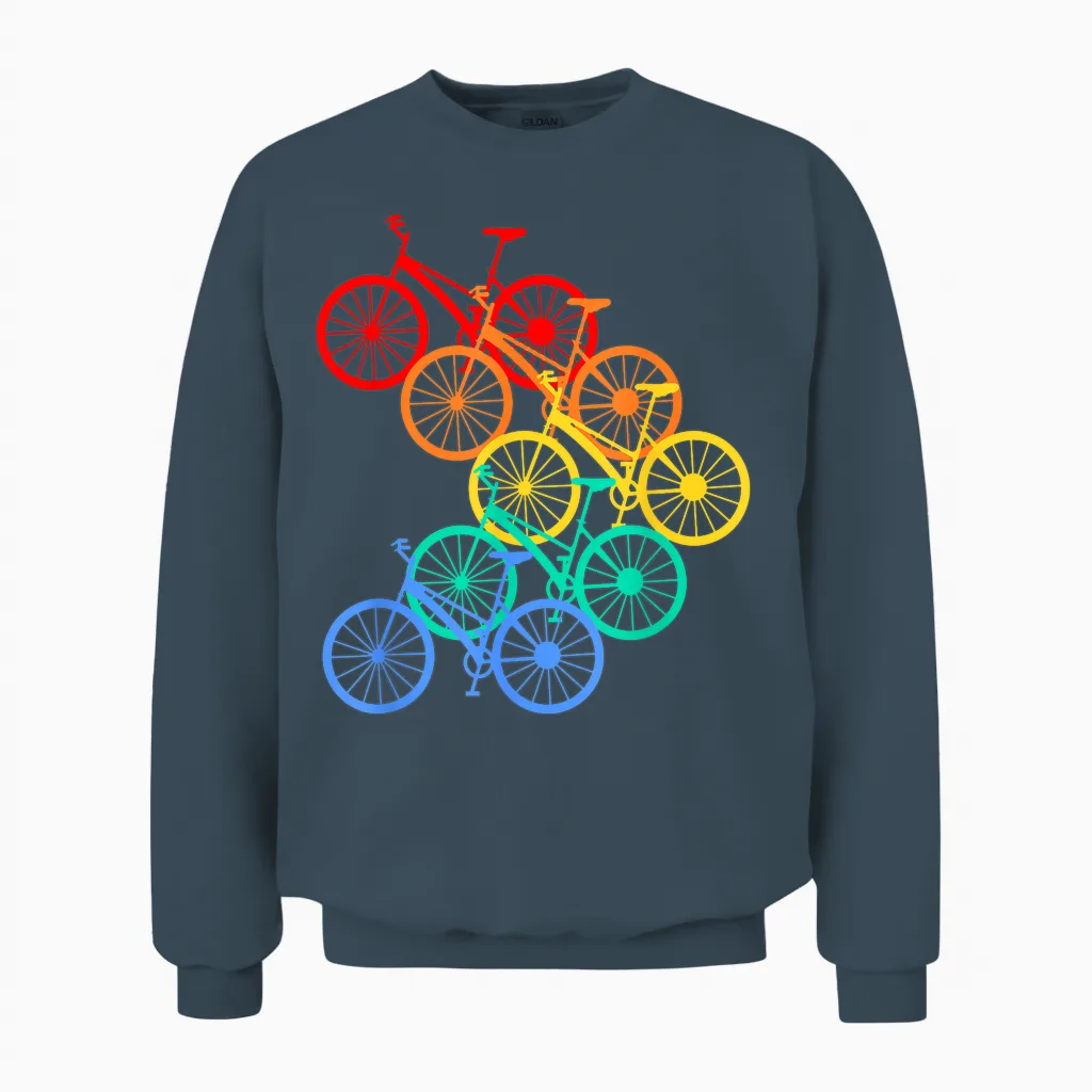 Bunte Fahrräder Fahrrad Fahren Mountainbike Bmx Bunt Cool Unisex Sweatshirt in Dark Heather