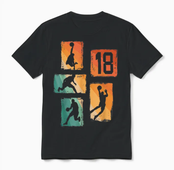 18e Anniversaire Garçon Joueur De Basket-Ball 18 Ans Unisex T-Shirt in Black