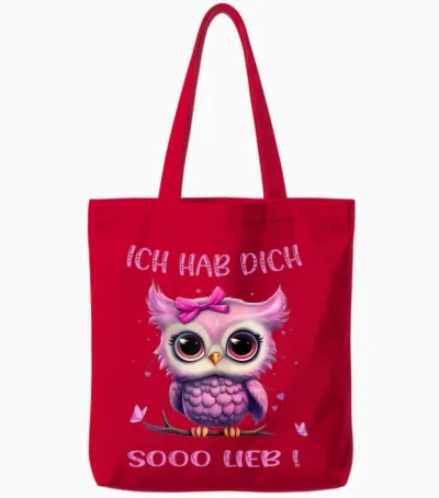 Eule - Ich Hab Dich So Lieb - Mädchen Tote Bags - Red