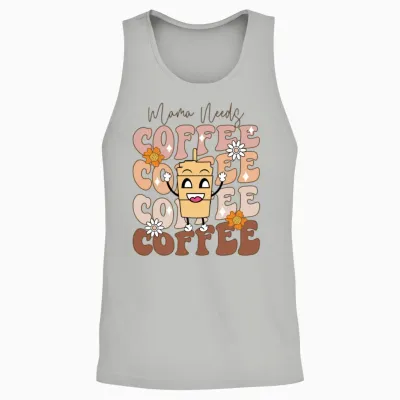 Mama Needs Coffee Funny Design, Mother’s Day Unisex Tank Top - Ash