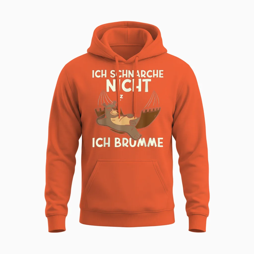 Ich Schnarche Nicht Ich Brumme | Sleep Shirt Pyjamas Sleep Unisex Hoodie in Orange