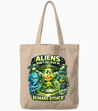 Funny Aliens Space Ufo Soucoupes Volantes Uap Tote Bags - Natural