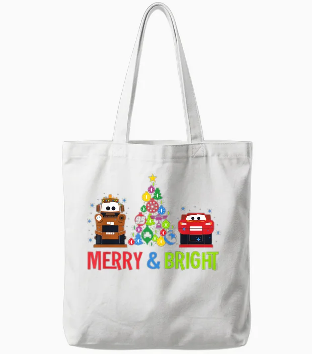 Disney and Pixar's Cars Christmas Holiday Nutcrackers Tote Bags in White