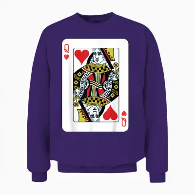Queen of the Hearts Playing Card Poker Unisex Sweatshirt - Purple