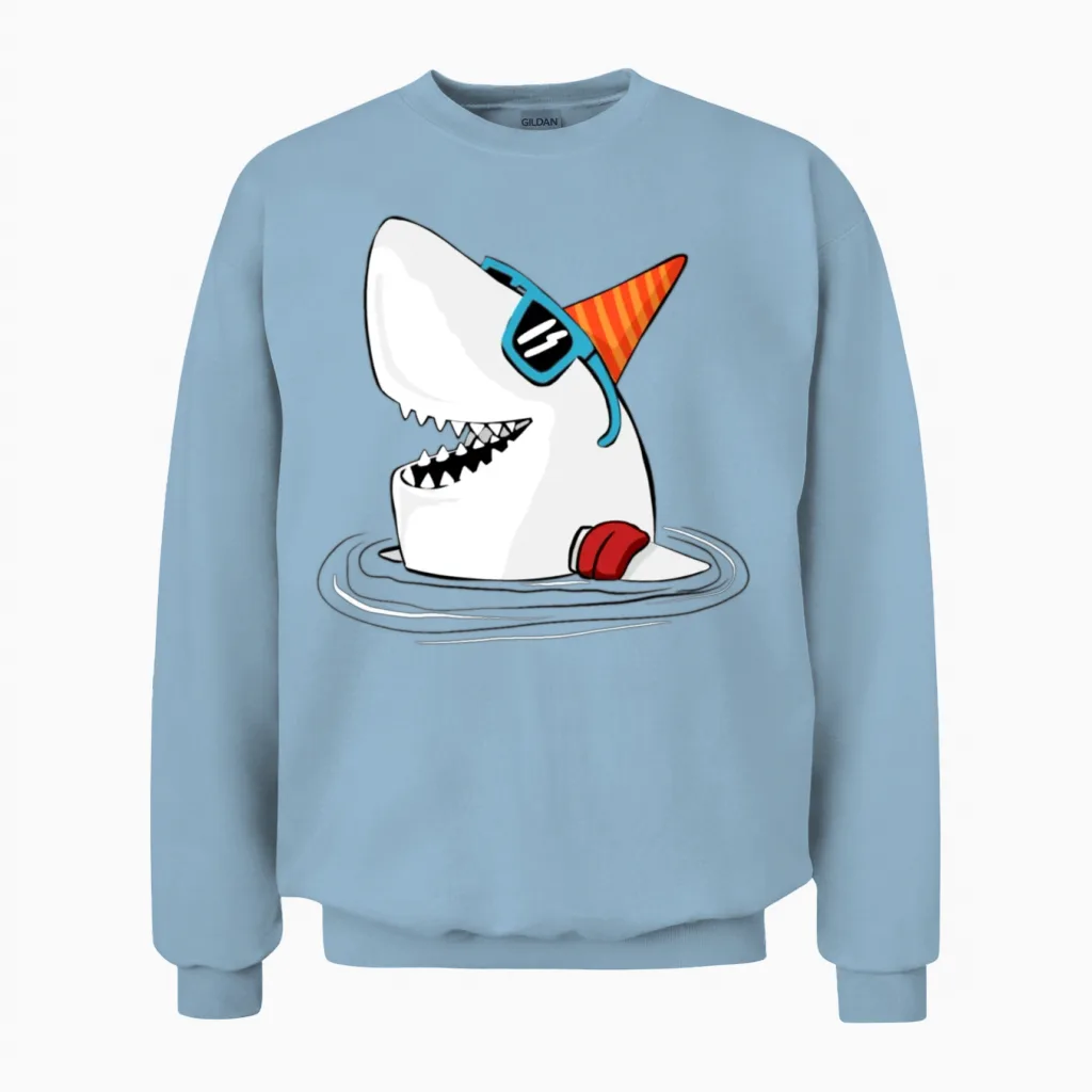 Funny Shark Unisex Sweatshirt in Light Blue