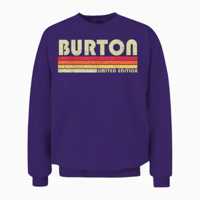 Burton Last Name Funny Retro Vintage 80s 90s Style Unisex Sweatshirt - Purple
