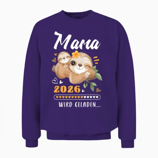 Mama 2026 Baby Ankündigung, Schwangerschaft, Werdende Mutter Unisex Sweatshirt - Purple