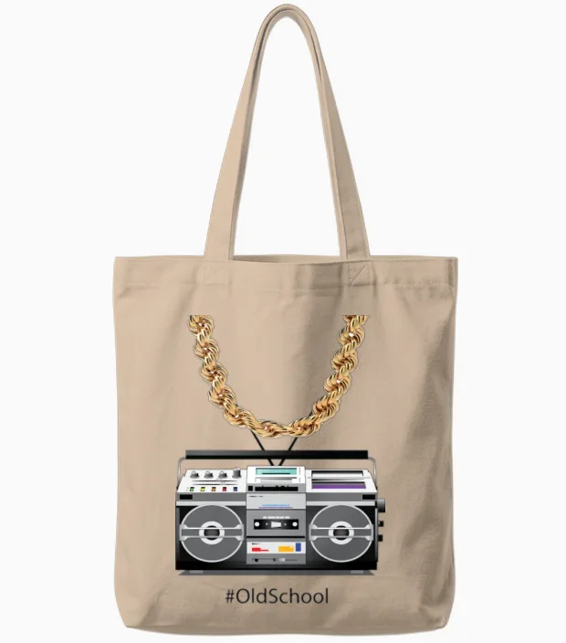 Old School Box and Chain Tote Bags in Natural