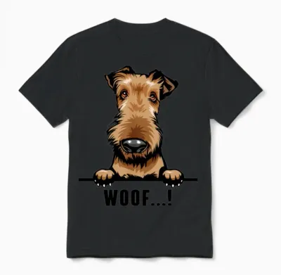 Airedale Terrier Dog Fumy Dog Unisex T-Shirt - Black