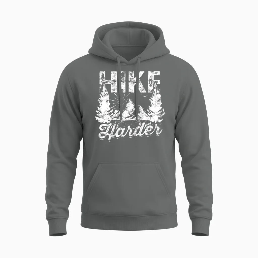 Hike Harder - Hiking - & Outdoors Unisex Hoodie in Graphite Heather