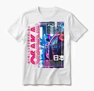 Osaka City 80s Synthwave Racing Car Japan Osaka Unisex T-Shirt - White