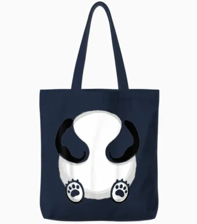 Panda Costume Face Funny Carnival Panda Bear Mask Tote Bags - Navy