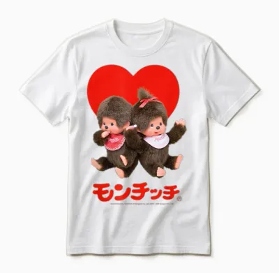 Monchhichi Valentine's Day Cute Little Fluffy Duo Unisex T-Shirt - White