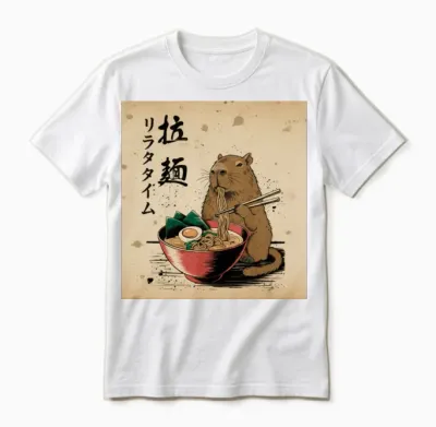 Capybara Ramen Time Art Unisex T-Shirt - White