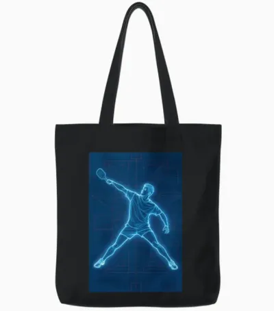 Neon Circuit Tennis Player Tote Bags - Black
