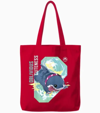 Marvel Rivals Pvp Jeff the Land Shark Oblivious Cuteness T-Shirt, Black Tote Bags - Red