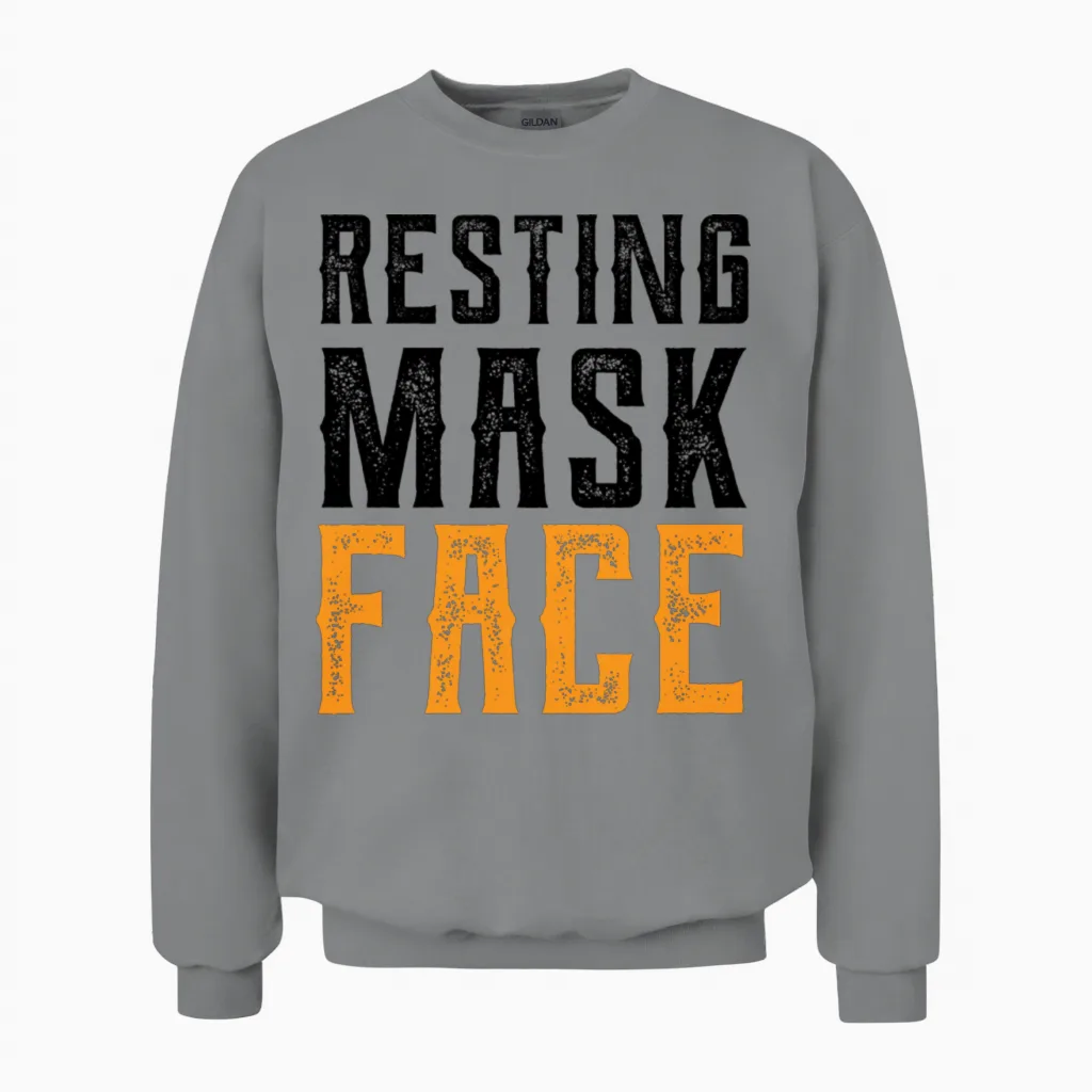 Resting Mask Face Funny Mask Funny Mask Funny Unisex Sweatshirt in Sport Grey