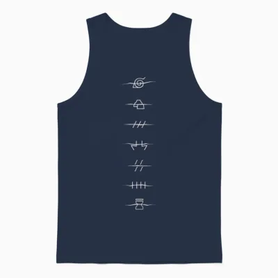 Naruto Shippuden Front Back Anti-Village Anime T-Shirt Haut De Gamme Unisex Tank Top - Navy