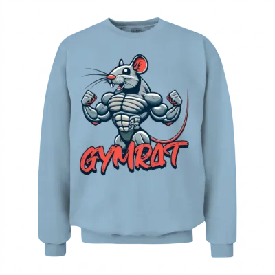 Gymrat! Funny Muscular Rat Cartoon Unisex Sweatshirt - Light Blue