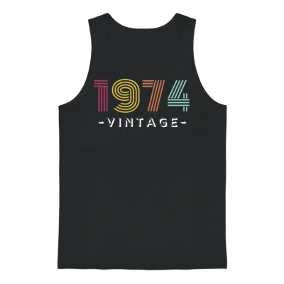 Retro 1974 Striped Vintage Unisex Tank Top - Black