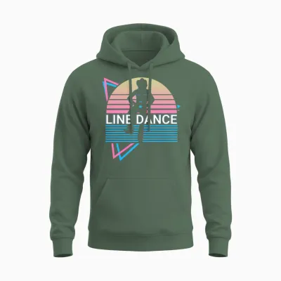 Line Dance Retro Unisex Hoodie - Military Green