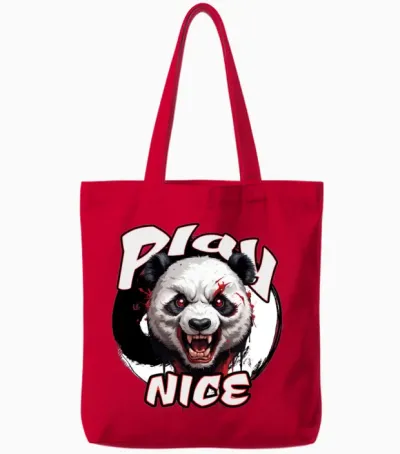 'play Nice' Beast Panda Yin Yang Gd Tote Bags - Red