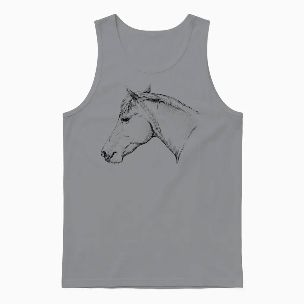 Sketch of a Horse's Head Horse Lovers Unisex Tank Top in Sport Grey