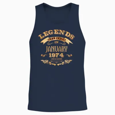 Legends Are Born in January 1974 Unisex Tank Top - Navy