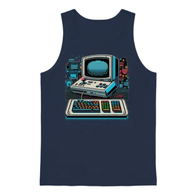 Retro Computer Gaming Unisex Tank Top - Navy