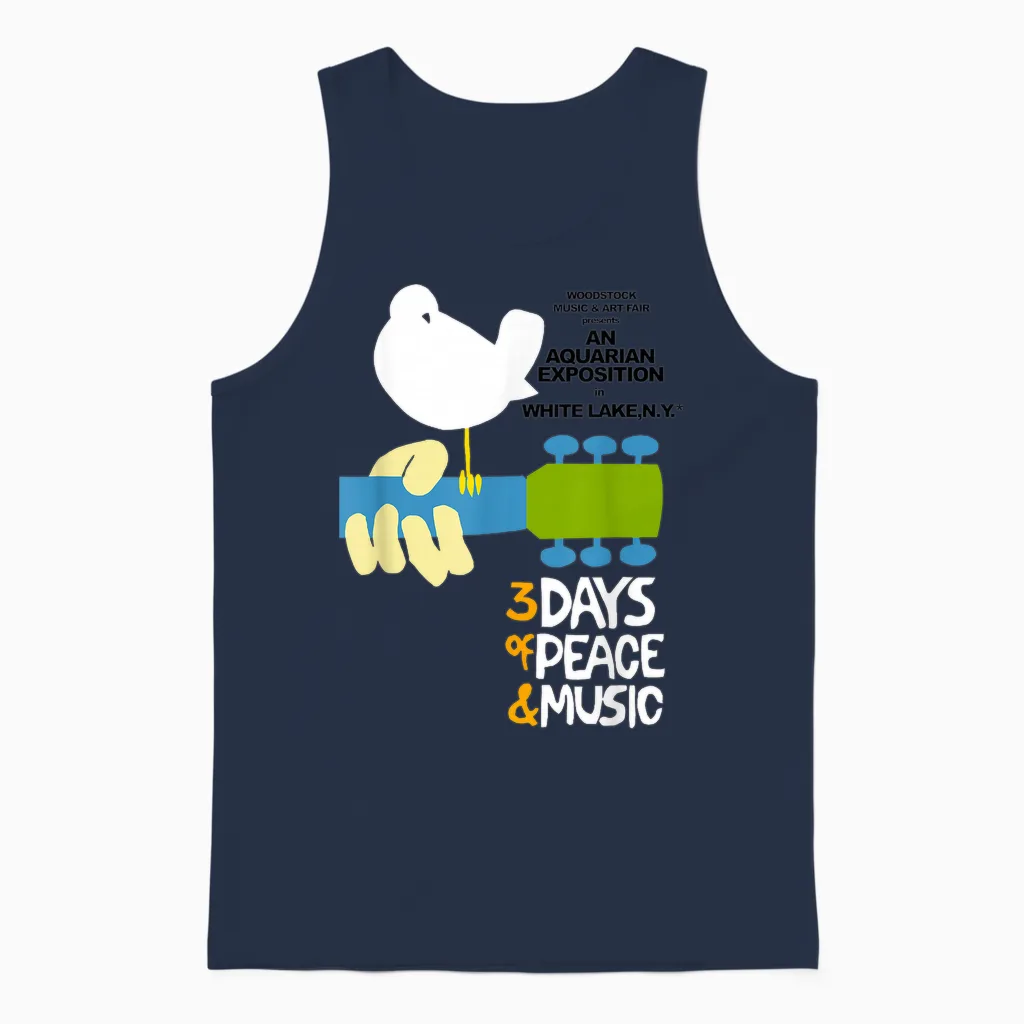 Woodstock Original Event T-Shirt, Gray Unisex Tank Top in Navy