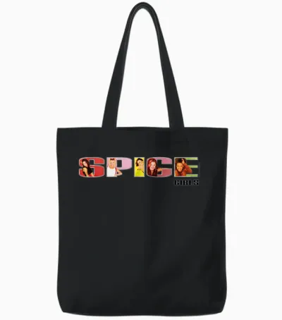 Official Spice Girls Logo T-Shirt, Black Tote Bags - Black