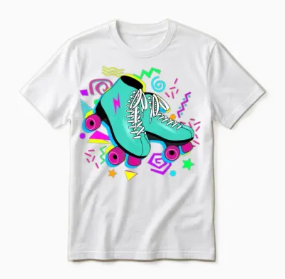 Roller Skates Neon Retro Unisex T-Shirt - White