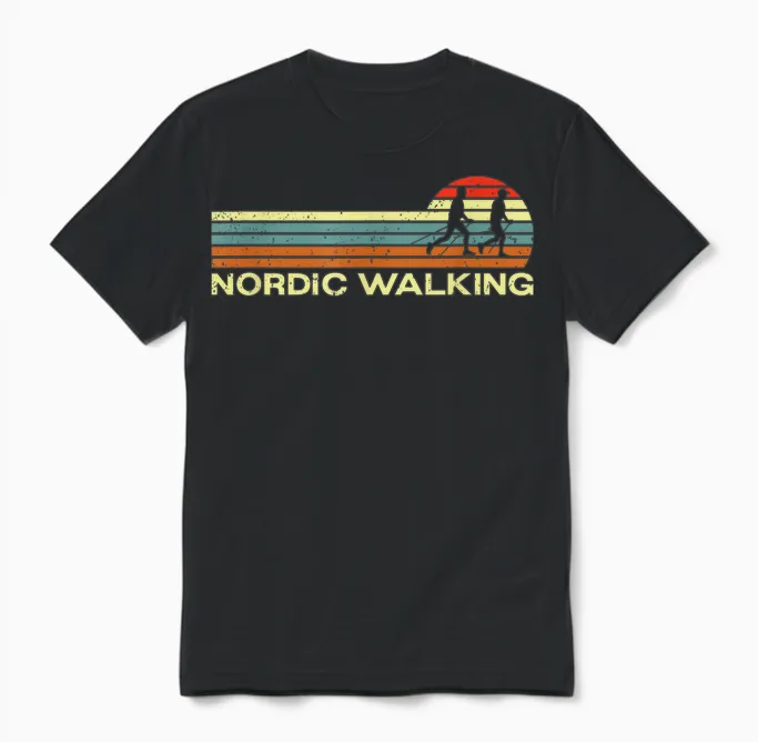 Nordic Walking Suit for Seniors, Nordic Walkers and Other Unisex T-Shirt in Black