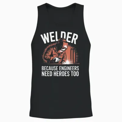 Welder Because Engineers Need Heroes Too Welding Unisex Tank Top - Black