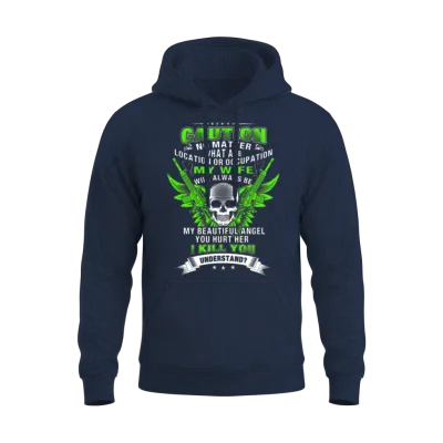 Army Wife - Hurt My Wife and I Will Kill You Unisex Hoodie - Navy