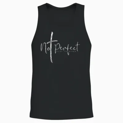 Christian Not Perfect Just Forgiven Men's and Women's T-Shirt, Black Unisex Tank Top - Black