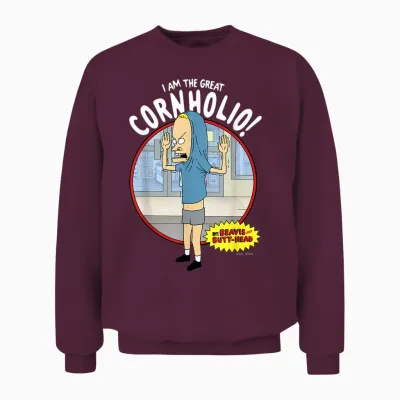 Beavis and Butt-Head the Great Cornholio Graphic Unisex Sweatshirt - Maroon