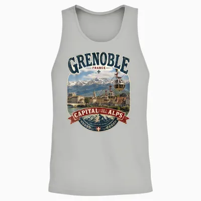 Grenoble France Capitale Des Alpes - Téléphérique Vintage Unisex Tank Top - Ash