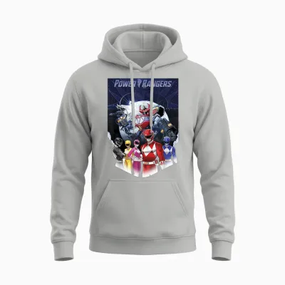 Power Rangers Fade Portrait Megazord Poster T-Shirt, Black, S Unisex Hoodie - Ash