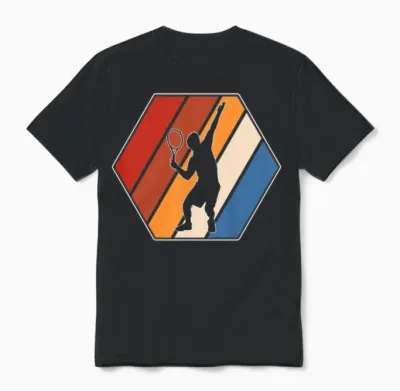 Tennis Retro Unisex T-Shirt - Black