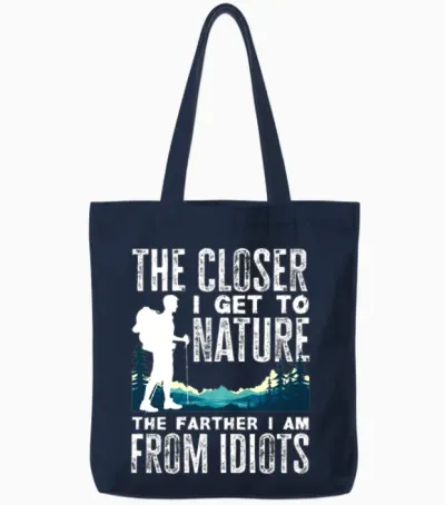 Funny Hiking Hiker Gift Tote Bags - Navy