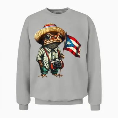Coqui Frog Puerto Rico Puerto Rican Flag Taino Boricua Unisex Sweatshirt - Ash