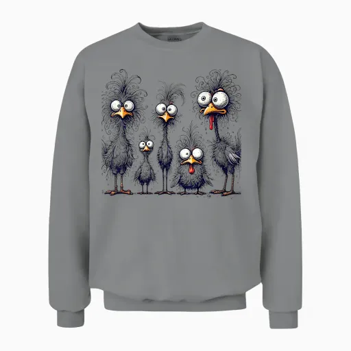 Crazy Chicken Family T-Shirt, Gray Unisex Sweatshirt - Sport Grey