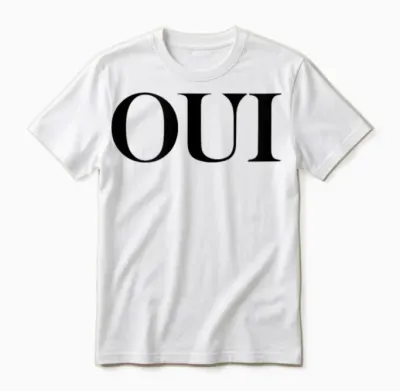 Oui Women's French Word White T-Shirt, Black, S Unisex T-Shirt - White